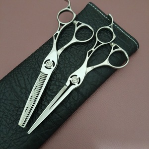 Tijeras de peluquería MIS de 6 pulgadas, tijeras de entresacar de acero inoxidable con mango largo, estilo personalizado, tijeras planas - Product Image 4