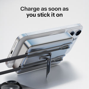 <span class=keywords><strong>Batterie</strong></span> externe sans fil magnétique 15W avec câbles de charge intégrés et support pliable <span class=keywords><strong>pour</strong></span> <span class=keywords><strong>iPhone</strong></span> et appareils Android - Product Image 4