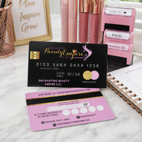 Cartes de fidélité VIP personnalisées imprimées en noir et rose avec numérotation et code-barres en feuille d'or pour les packs de membres de salons de beauté