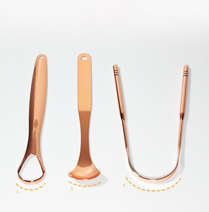 Logo personalizzato oro rosa rame acciaio inossidabile metallo con custodia bambini adulti bambino raschietto per lingua pulitore rame dentale orale Set - Product Image 6