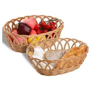 New product wicker woven bread baskets natural woven fruit food storage basket