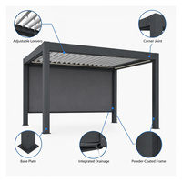 Pergola bioclimatique motorisée sur mesure avec toit, auvent, gazebo, pergola avec revêtement en poudre et drainage intégré pour terrasse, villa, jardin