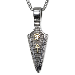 yunnique Feather Pendant Stainless Steel Men's Necklace Engraved Heart Design <b>Punk</b> Style Jewelry - Product Image 3
