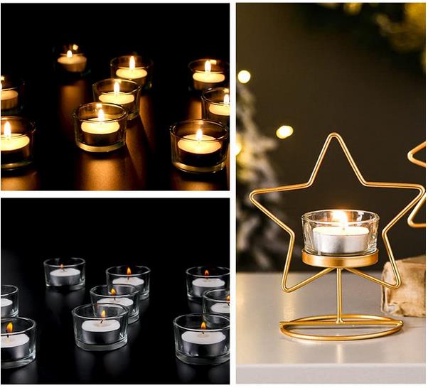 Clear Tealight Candle Holders -  Round Glass Candle Holder