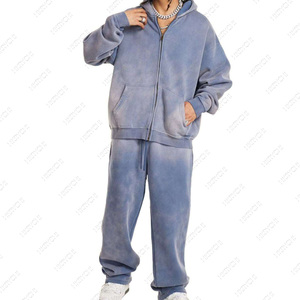 เสื้อฮู้ดซิปพิมพ์ลายตามสั่ง ระบายอากาศได้ดี ไซส์ใหญ่พิเศษ สำหรับฤดูร้อน ผ้าเทอร์รี่คอตตอน 100% ทรงโอเวอร์ไซส์ หนานุ่ม สไตล์วินเทจ ล้างสีแบบแอซิดวอช ชุดวอร์มผู้ชาย - Product Image 2