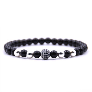 <span class=keywords><strong>Pulsera</strong></span> de cuentas de ágata de ónix negro Natural, 6mm, bolas de cristal de 8MM, difusor de aceite esencial, aromaterapia, Ideal para antiestrés - Product Image 5