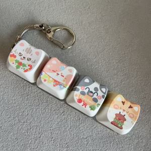 คีย์แคป PBT ลายแมวน่ารัก 4 ชิ้น สำหรับคีย์บอร์ดแบบ Mechanical Switch คลิกเกอร์ <span class=keywords><strong>ASMR</strong></span> บรรเทาความเครียด ของเล่นเสริมสมาธิ พวงกุญแจ - Product Image 5