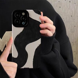 Onda concisa nero bianco stampa morbida TPU pelle artificiale custodia per telefono cellulare per <span class=keywords><strong>Iphone</strong></span> <span class=keywords><strong>X</strong></span> Xr Xs 11 12 13 14 15 16 17 Pro Max - Product Image 2