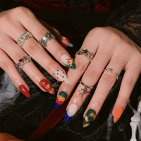 Ongles en acrylique à pression avec motif de citrouille 3D, à pois, à rayures et à petites étoiles, personnalisables avec vernis brillant/mat/doré, certifiés CE/MSDS