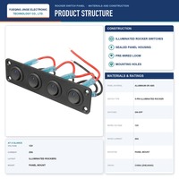 Panneau d'interrupteurs à bascule éclairé par LED, 1, 2, 3 ou 4 gangs, marche/arrêt, étanche, 12V, universel pour voiture, bateau, camping-car, marine, tout-terrain