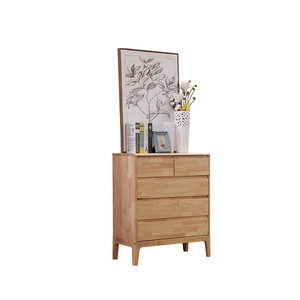 Nordic Solid Wood Five Drawer <b>Chest</b> Natural Color Living Room <b>Storage</b> Cabinet Modern Minimalist Design - Product Image 3