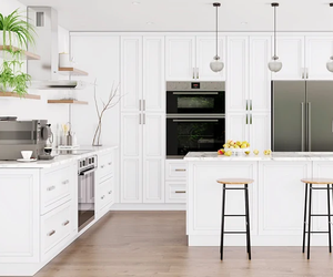 Custom White Modular Modern <b>Wood</b> Kitchen Cabinet Set for Apartment & Villa Use - Product Image 6