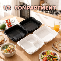 Boîtes alimentaires écologiques micro-ondables en MFPP de 6, 8 et 9 pouces, pour emporter, recyclables, avec couvercle à charnière