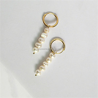 RE6004 Boucles d'oreilles en or avec perles d'eau douce naturelles Boucles d'oreilles de mariage tendance