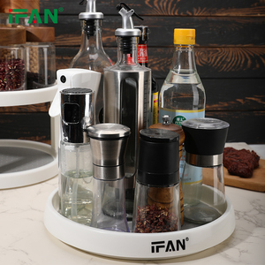 Estante de cocina organizador de plástico giratorio blanco de doble capa, estante de almacenamiento, estante giratorio Susan Lazy - Product Image 6