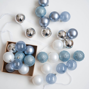 Blue Handmade Fancy Plastic Ball 6/8cm Classic Style Waterproof <b>Mini</b> <b>Christmas</b> <b>Tree</b> Decoration Hanging Ornament for Home Box - Product Image 4