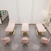 Lit de salon rose de luxe Table de massage moderne à 4 moteurs avec lumières LED Lit de centre de beauté électrique pour salon