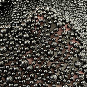 Sang trọng nặng đính cườm đen đính cườm ngọc trai <span class=keywords><strong>Net</strong></span> Wedding ren vải - Product Image 2