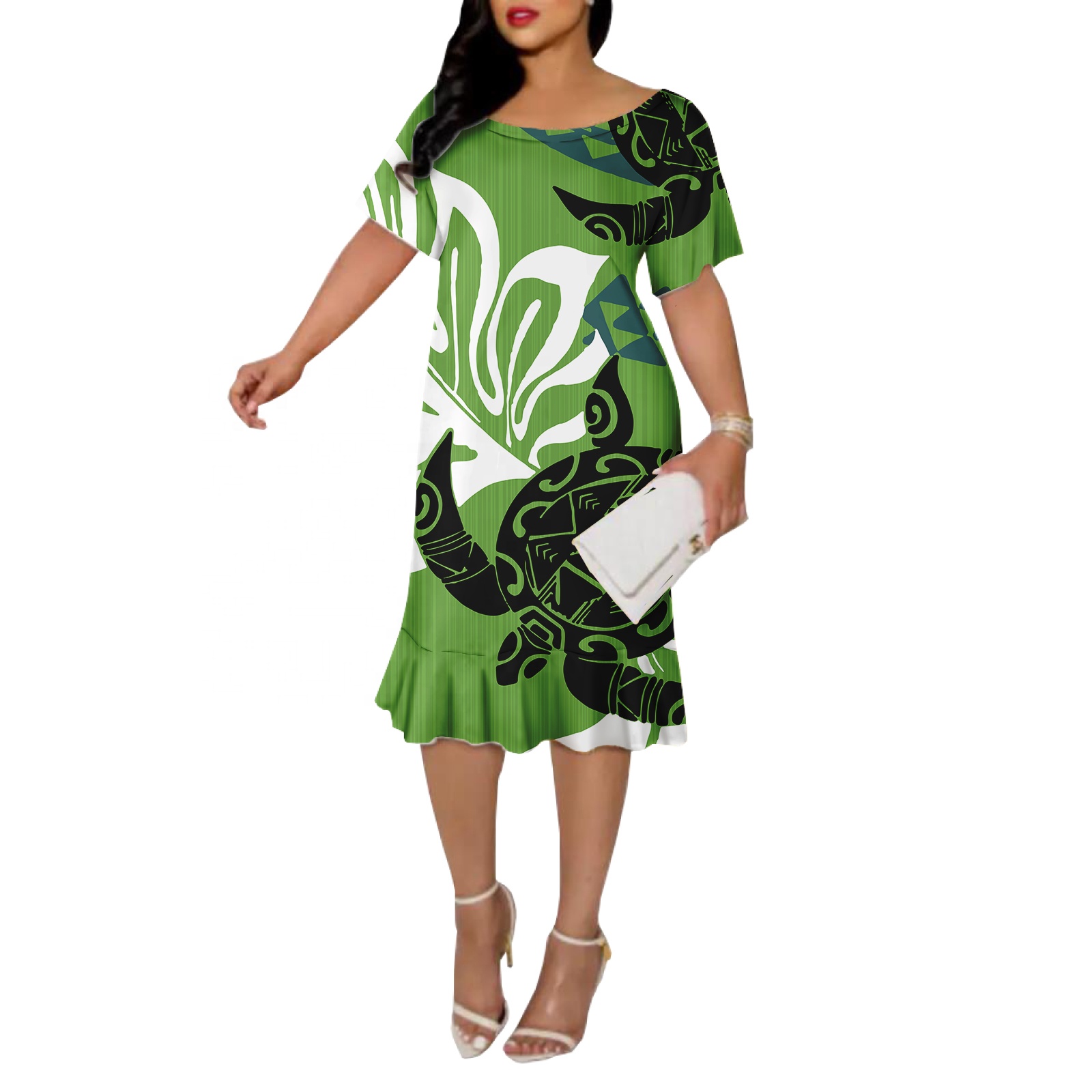slim fit dress slacks Seafoam Green Satin Crepe Dress with Kimono Sleeves and Contrast Piping main image 1