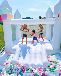 Castillo Inflable Blanco para Bodas, Niños y Adultos, con Piscina de Pelotas y Tobogán, para Fiestas y Eventos - Product Image 4