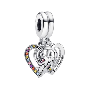 Charmes en argent sterling 925 plaqués or rose avec zircon en forme de cœur - Pendentifs tendance pour la fabrication de bijoux pour femmes, cadeaux - Product Image 2