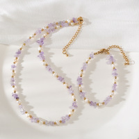 Collier de perles naturelles baroques avec puce d'améthyste de luxe léger pour fille