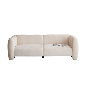 Modern Convertible 3-Seater <b>Sofa</b> Set Wave Design Fabric BEIGE-For Apartment Bedroom Living Room & Hotel/Villa Use - Product Image 4