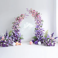 Arche florale artificielle dégradée pour décoration de mariage, arrangement floral pour arche en forme de corne, décoration de fond d'arche