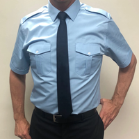 Chemises d'uniforme de pilote de ligne bleues à manches courtes pour hommes, en tissu polycoton, au design classique et personnalisé