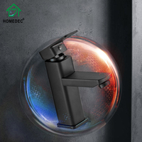 Robinet de lavabo à une poignée à montage sur pont noir mat avec noyau de valve en céramique Design contemporain en acier inoxydable pour la salle de bain