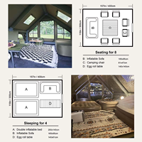 12 ㎡   Tente de camping gonflable 4 saisons, 8-10 personnes, luxe, grande, imperméable, résistante aux UV, Oxford, 1 chambre