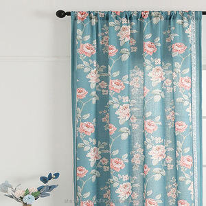 Semi-Blackout Blue Floral Curtain Farmhouse Drapes for Bedroom <strong>Living</strong> <strong>Room</strong> Darkening Window Treatment Rod Pocket <strong>Set</strong> of 2 Panels - Product Image 4