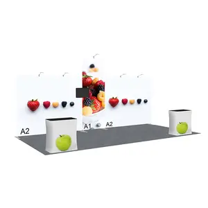 Moderne 10ft Spanningsstof Display Grote Tentoonstellingsstand Media-Evenement Achtergronden Compacte Afbeelding Beursstand Mockup