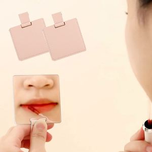 Stainless Steel Compact Cosmetic Mirrorr With Pu Leather Sleeve Travel Handheld Pocket Portable Makeup <b>Mirror</b> - Product Image 6
