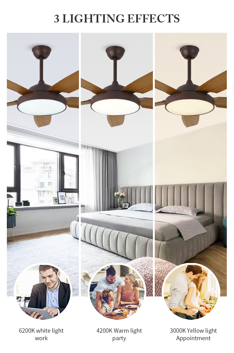 Breeze.Lux Best Selling Modern Ceiling Fan Decorative 5 blades  with Led Light