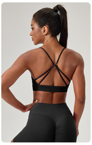 Soutien-gorge de sport croisé pour femme, col carré, avec coussinets amovibles, respirant, maintien moyen, pour le yoga et la gym, vente en gros - Product Image 2