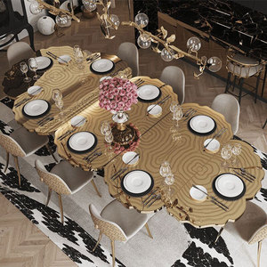 Paslanmaz çelik masa lambası lüks paslanmaz çelik masa Modern yaratıcı şekilli yemek masası - Product Image 4