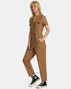 Fabricant OEM Combinaisons pour femmes Combishorts Plus Size Brown Lightweight Plays Workwear Jumpsuit for Female Women Ladies - Product Image 2