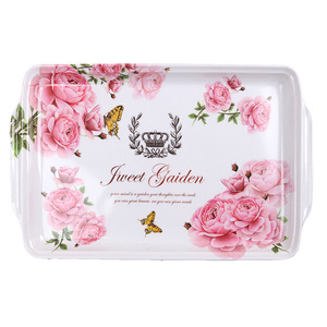 Floral Melamine Serving <b>Tray</b> Rectangular Food Grade Durable Household Storage <b>Tray</b> - Product Image 5