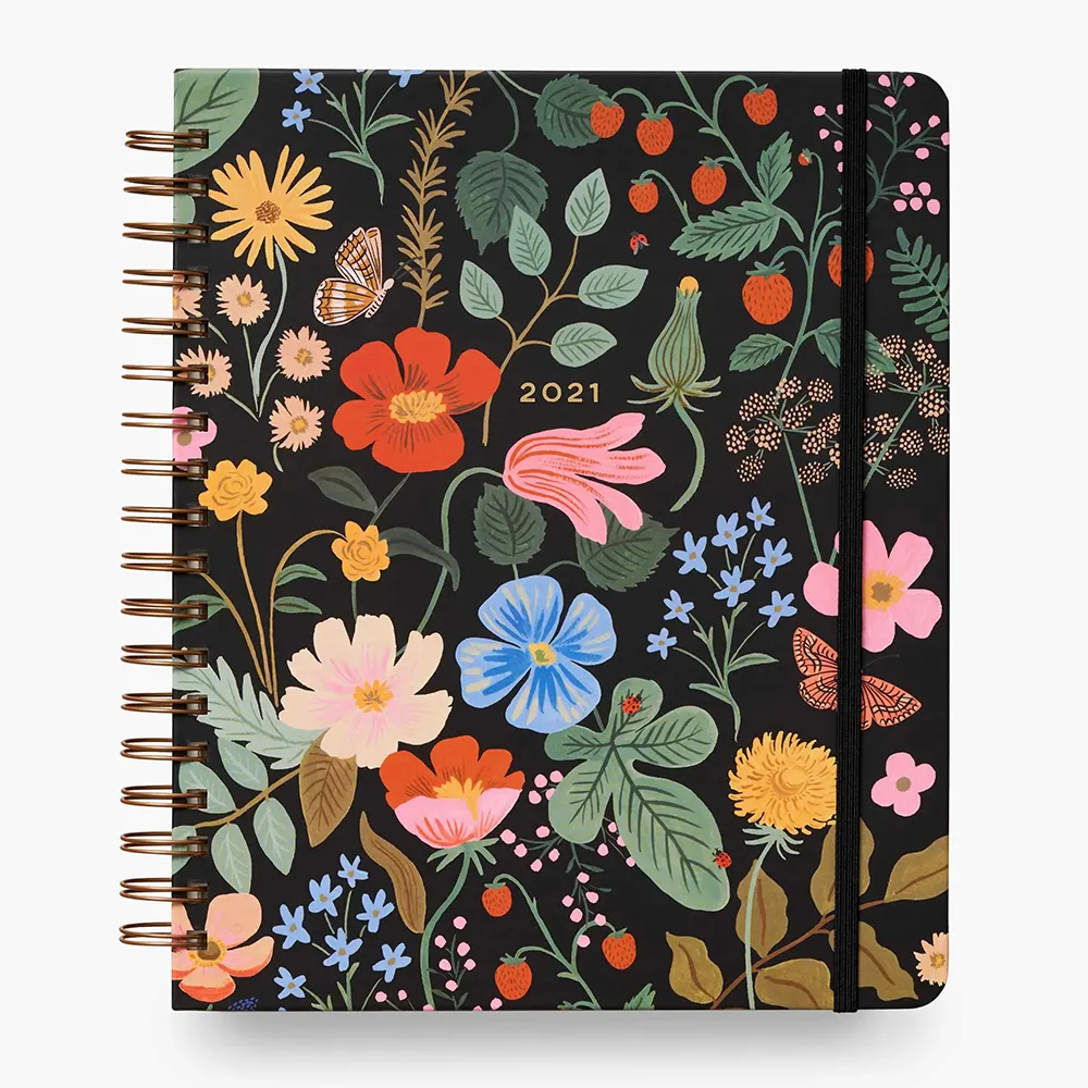 Kundenspezifische Blumen Druck Twin Draht Täglich Wöchentlich Planer Akademischen Student Tagebuch Agenda Notebook