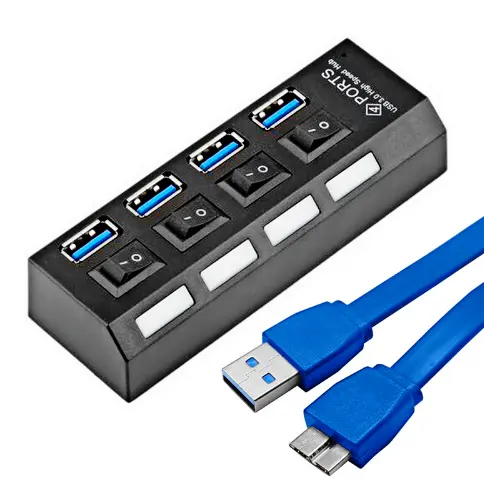 USB-концентратор 3,0 5 Гбит/с, 4 порта, USB-концентратор 3,0, высокое качество, Usbhub с переключателем ВКЛ/ВЫКЛ