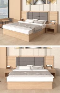 Set Camera da Letto per Appartamenti <span class=keywords><strong>e</strong></span> Hotel con <span class=keywords><strong>Letti</strong></span>, Cassetti Contenitori <span class=keywords><strong>e</strong></span> Testiera con Tavolo, Letto per Ostello della Gioventù - Product Image 5
