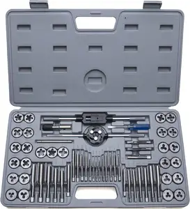 60-Pc Master Tap and Die Set #4-1/2'' Metric Size M3 to M12 Coarse and Fine Threads Threading Rethreadding Tool Kit Accessories