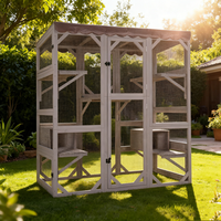 Maison pour chat en bois de pin moderne, résistante aux intempéries, grande, écologique, luxueuse, enclos pour animaux de compagnie, cage, villa, chatier de jardin