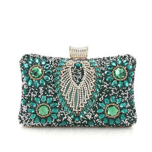 Women PU Square Fashion Clutch with Chain Strap Crystal and Rhinestone Evening <b>Wedding</b> Bridal <b>Handbag</b>-Eco-Friendly - Product Image 3
