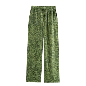 <span class=keywords><strong>Abbigliamento</strong></span> <span class=keywords><strong>Donna</strong></span> Set 2 Pezzi Bohémien <span class=keywords><strong>Verde</strong></span> con Stampa Paisley Maglietta a Maniche Lunghe e Pantaloni a Vita Alta - Product Image 5