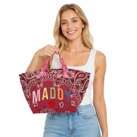 Mini panier réutilisable en gros, cadeau pour elle, sac fourre-tout de plage brodé, sac fourre-tout personnalisé à motif cachemire