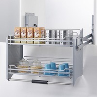 Étagère coulissante en acier inoxydable pour rangement de bouteilles d'assaisonnement, accessoires de placard de cuisine et de salon