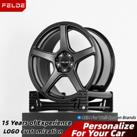 Jantes forgées FELDE Custom 6061 monobloc à cinq branches de 15 à 21 pouces 5x114.3 5x112 5x127 noir brillant usiné pour Porsche 911 GT3