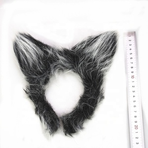 Manwu Usine Mignon Gris <span class=keywords><strong>Loup</strong></span> Chien En Peluche Dessin Animé Gris <span class=keywords><strong>Loup</strong></span> Oreilles Bandeau avec Queue pour Costume Party Props - Product Image 5